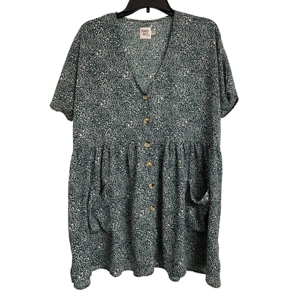 Princess Polly 4 Floral Oversized Cottagecore Tunic Midi Dress Greenβ